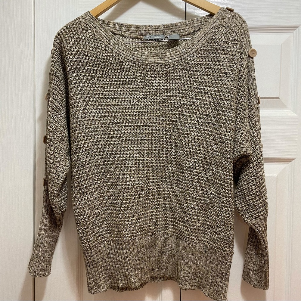 Scoop Neck Sweater with Button Detailing